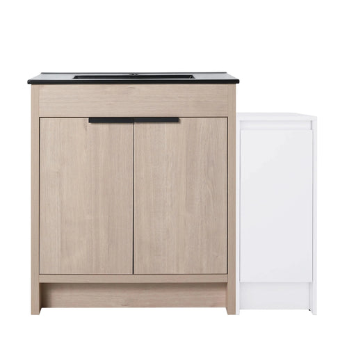 42 Inch Freestanding Bathroom Vanity with Black Ceramic Sink and Storage Cabinets, Soft Closing Door, 02430+0312 Combination Cabinet, KD-Package Default -DTYStore
