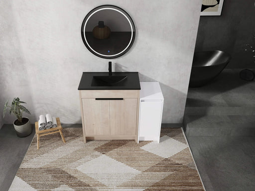 42 Inch Freestanding Bathroom Vanity with Black Ceramic Sink and Storage Cabinets, Soft Closing Door, 02430+0312 Combination Cabinet, KD-Package Default -DTYStore