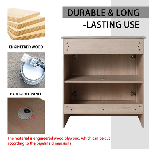 42 Inch Freestanding Bathroom Vanity with Black Ceramic Sink and Storage Cabinets, Soft Closing Door, 02430+0312 Combination Cabinet, KD-Package Default -DTYStore