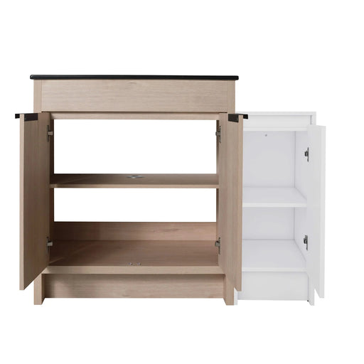 42 Inch Freestanding Bathroom Vanity with Black Ceramic Sink and Storage Cabinets, Soft Closing Door, 02430+0312 Combination Cabinet, KD-Package Default -DTYStore