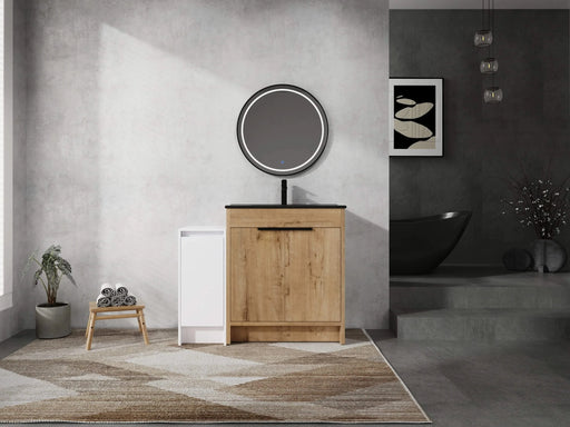 42 Inch Freestanding Bathroom Vanity with Black Ceramic Sink and Storage Cabinets, Soft Closing Door, 02430IMO+0312 Combination Cabinet, KD-Package Default -DTYStore