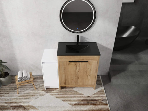 42 Inch Freestanding Bathroom Vanity with Black Ceramic Sink and Storage Cabinets, Soft Closing Door, 02430IMO+0312 Combination Cabinet, KD-Package Default -DTYStore