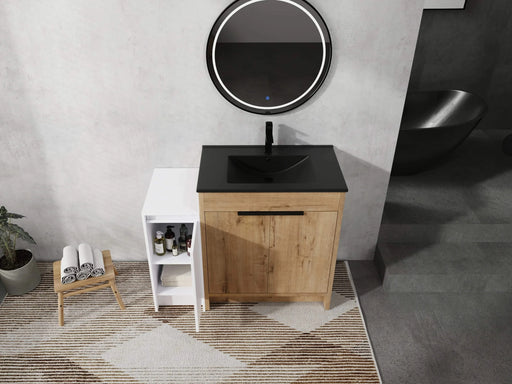 42 Inch Freestanding Bathroom Vanity with Black Ceramic Sink and Storage Cabinets, Soft Closing Door, 02430IMO+0312 Combination Cabinet, KD-Package Default -DTYStore