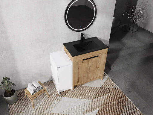 42 Inch Freestanding Bathroom Vanity with Black Ceramic Sink and Storage Cabinets, Soft Closing Door, 02430IMO+0312 Combination Cabinet, KD-Package Default -DTYStore