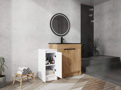 42 Inch Freestanding Bathroom Vanity with Black Ceramic Sink and Storage Cabinets, Soft Closing Door, 02430IMO+0312 Combination Cabinet, KD-Package Default -DTYStore