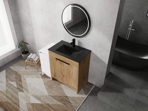 42 Inch Freestanding Bathroom Vanity with Black Ceramic Sink and Storage Cabinets, Soft Closing Door, 02430IMO+0312 Combination Cabinet, KD-Package Default -DTYStore