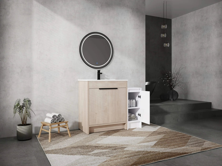 42 Inch Freestanding Bathroom Vanity with Ceramic Sink and Storage Cabinets, Soft Closing Door, 02430+0312 Combination Cabinet, KD-Package Default -DTYStore