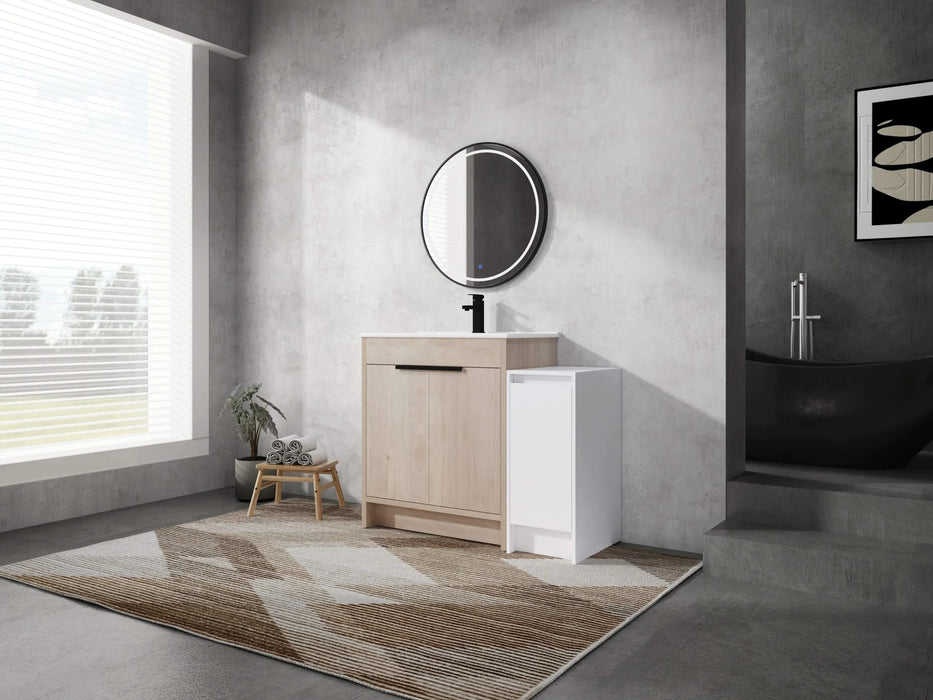 42 Inch Freestanding Bathroom Vanity with Ceramic Sink and Storage Cabinets, Soft Closing Door, 02430+0312 Combination Cabinet, KD-Package Default -DTYStore