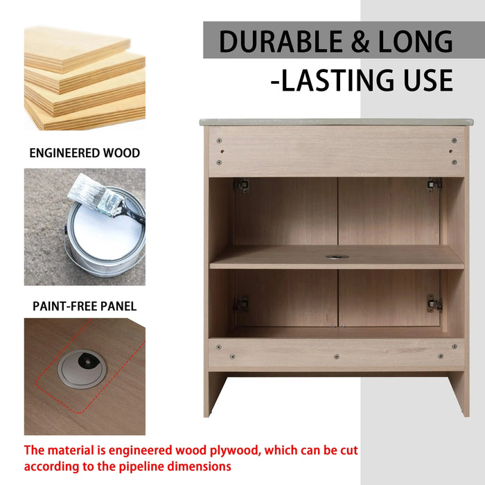 42 Inch Freestanding Bathroom Vanity with Ceramic Sink and Storage Cabinets, Soft Closing Door, 02430+0312 Combination Cabinet, KD-Package Default -DTYStore