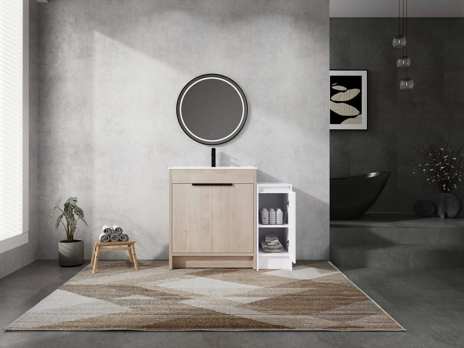 42 Inch Freestanding Bathroom Vanity with Ceramic Sink and Storage Cabinets, Soft Closing Door, 02430+0312 Combination Cabinet, KD-Package Default -DTYStore