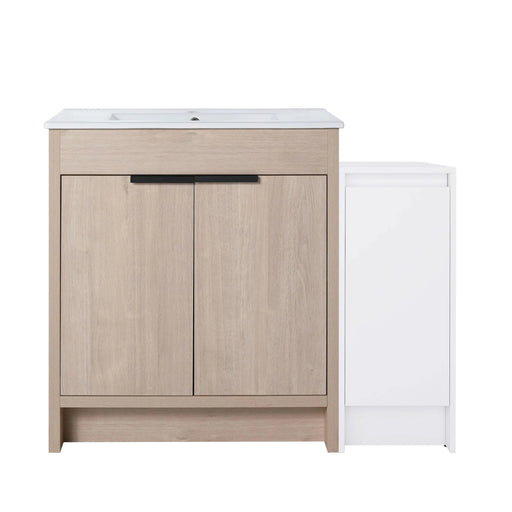 42 Inch Freestanding Bathroom Vanity with Ceramic Sink and Storage Cabinets, Soft Closing Door, 02430+0312 Combination Cabinet, KD-Package Default -DTYStore