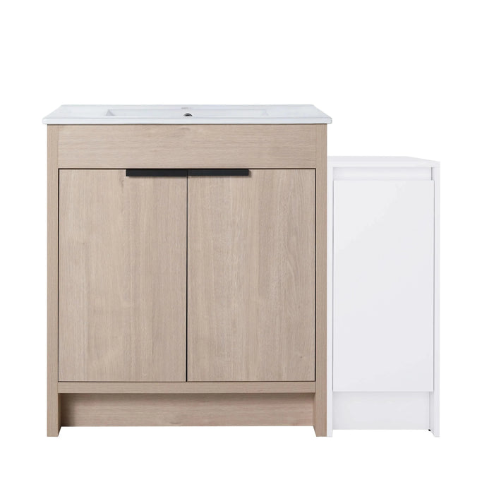 42 Inch Freestanding Bathroom Vanity with Ceramic Sink and Storage Cabinets, Soft Closing Door, 02430+0312 Combination Cabinet, KD-Package Default -DTYStore