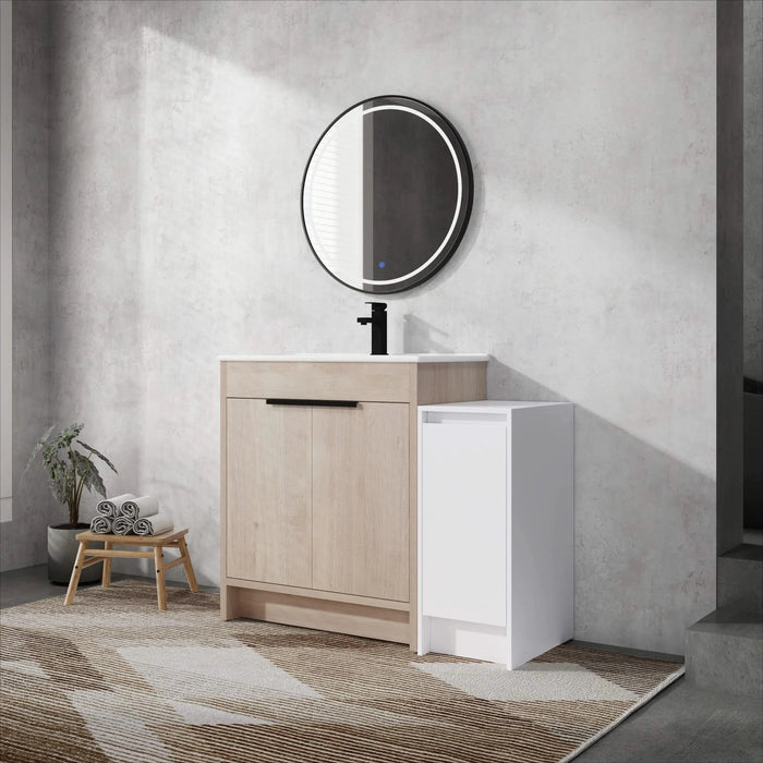 42 Inch Freestanding Bathroom Vanity with Ceramic Sink and Storage Cabinets, Soft Closing Door, 02430+0312 Combination Cabinet, KD-Package Default -DTYStore