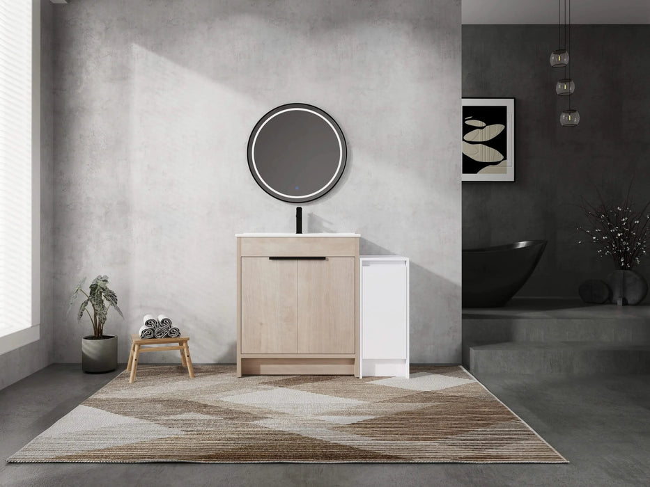 42 Inch Freestanding Bathroom Vanity with Ceramic Sink and Storage Cabinets, Soft Closing Door, 02430+0312 Combination Cabinet, KD-Package Default -DTYStore