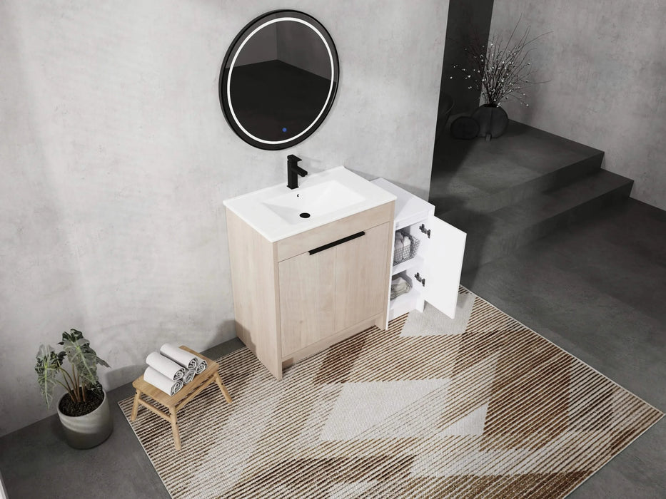 42 Inch Freestanding Bathroom Vanity with Ceramic Sink and Storage Cabinets, Soft Closing Door, 02430+0312 Combination Cabinet, KD-Package Default -DTYStore