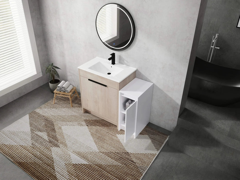 42 Inch Freestanding Bathroom Vanity with Ceramic Sink and Storage Cabinets, Soft Closing Door, 02430+0312 Combination Cabinet, KD-Package Default -DTYStore