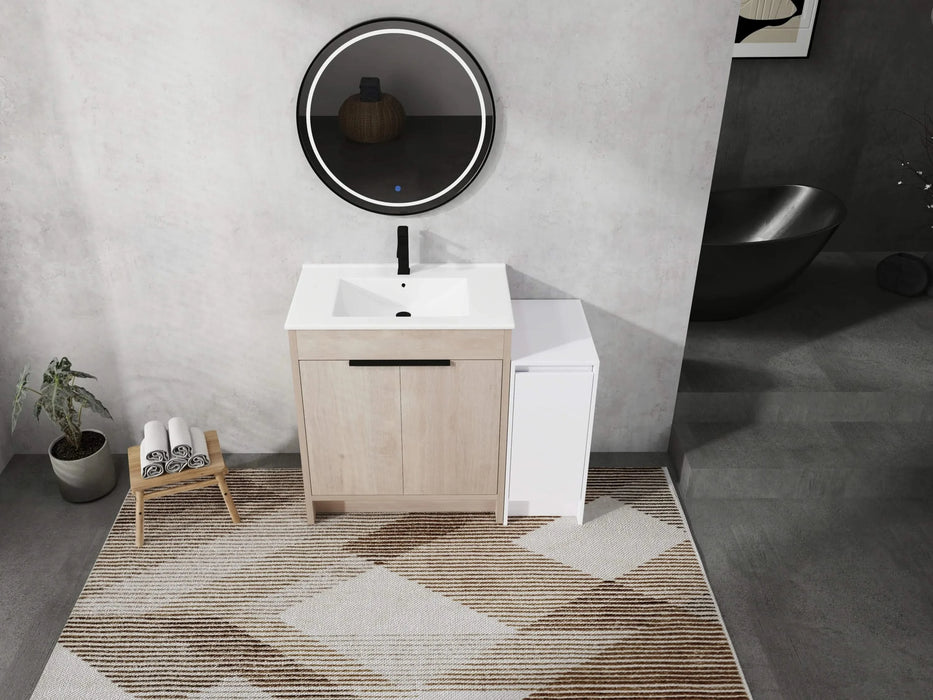 42 Inch Freestanding Bathroom Vanity with Ceramic Sink and Storage Cabinets, Soft Closing Door, 02430+0312 Combination Cabinet, KD-Package Default -DTYStore