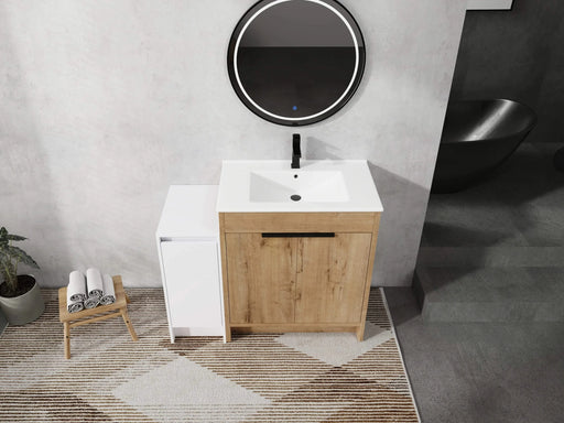 42 Inch Freestanding Bathroom Vanity with Ceramic Sink and Storage Cabinets, Soft Closing Door, 02430IMO+0312 Combination Cabinet, KD-Package Default -DTYStore