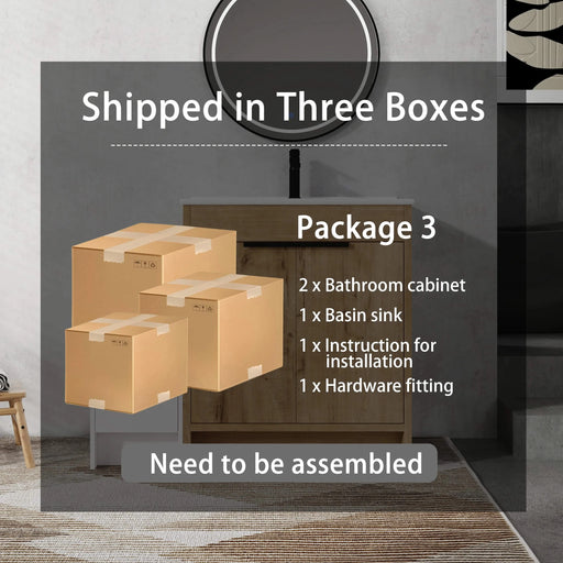 42 Inch Freestanding Bathroom Vanity with Ceramic Sink and Storage Cabinets, Soft Closing Door, 02430IMO+0312 Combination Cabinet, KD-Package Default -DTYStore