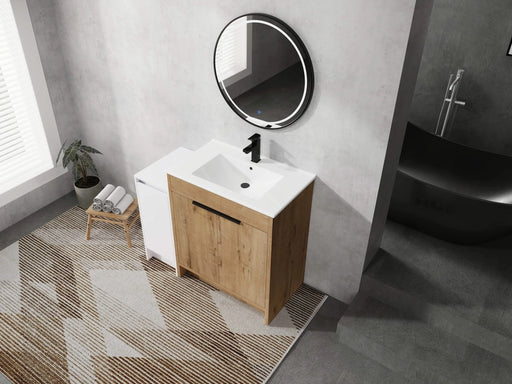42 Inch Freestanding Bathroom Vanity with Ceramic Sink and Storage Cabinets, Soft Closing Door, 02430IMO+0312 Combination Cabinet, KD-Package Default -DTYStore