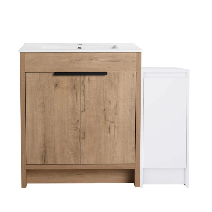 42 Inch Freestanding Bathroom Vanity with Ceramic Sink and Storage Cabinets, Soft Closing Door, 02430IMO+0312 Combination Cabinet, KD-Package Default -DTYStore