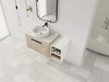 42 ' Modern Design Float Bathroom Vanity With Ceramic Art Sink, White Flat Stone Slab and Small Storage Shelves, Soft Closed Door,KD-Package (TOP-BAB400MOWH) Default -DTYStore