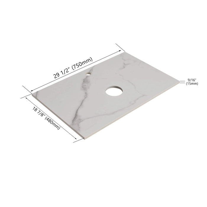 42 ' Modern Design Float Bathroom Vanity With Ceramic Art Sink, White Flat Stone Slab and Small Storage Shelves, Soft Closed Door,KD-Package (TOP-BAB400MOWH) Default -DTYStore