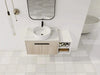 42 ' Modern Design Float Bathroom Vanity With Ceramic Art Sink, White Flat Stone Slab and Small Storage Shelves, Soft Closed Door,KD-Package (TOP-BAB400MOWH) Default -DTYStore