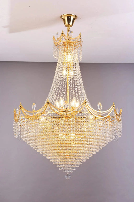 42' in Luxurious CZAR K9 Crystal Single Tier Chandelier 22-LED Bulbs Neo Classical Hardwired Ceiling Chandelier Lamp for Living Room, Hallway, Dining Room Default -DTYStore