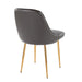 Marcel Contemporary/Glam Dining Chair with Gold Frame and Grey Faux Leather by LumiSource - Set of 2 - DTYStore