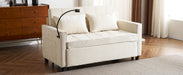 56.9" Loveseat Sofa Pull-out Sofa Bed Sleeper Sofa with a Reversible Backrest Cushion, Side Pockets, Two USB Ports and a Phone Holder for Living Room, Beige