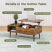 Lift Top Coffee Storage Wood Tables with Hidden Compartment Small Dining Desk for Home Living Room Office - DTYStore