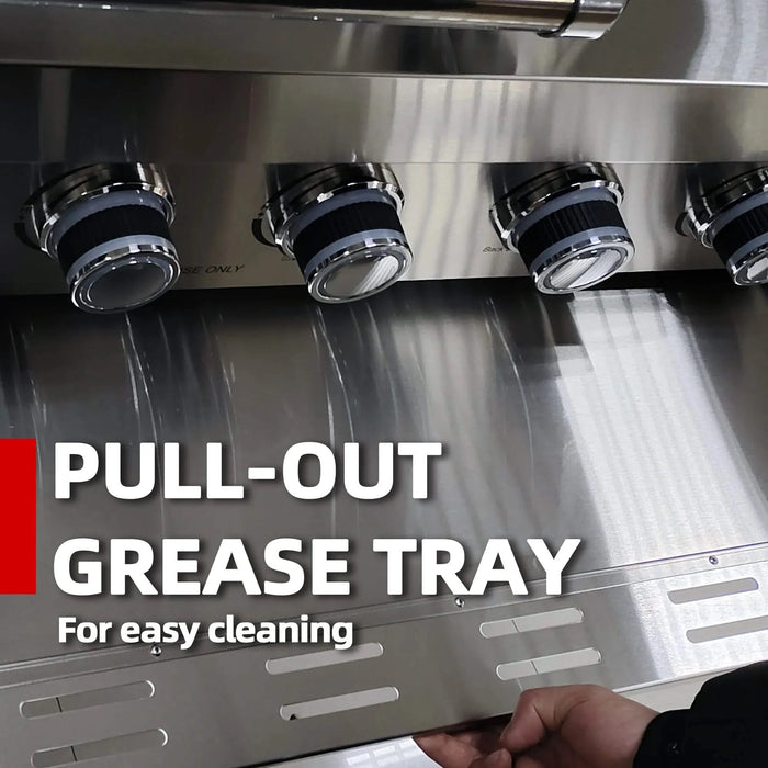 43-Inch 6-Burner 85000 BTU Deluxe Stainless Steel Gas Outdoor Kitchen Bar Barbecue Island Grill + Rotisserie + Granite Countertops + Storage Cabinets & Drawers + Stainless Steel Sink/Faucet Default -DTYStore