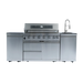 43-Inch 6-Burner 85000 BTU Deluxe Stainless Steel Gas Outdoor Kitchen Bar Barbecue Island Grill + Rotisserie + Granite Countertops + Storage Cabinets & Drawers + Stainless Steel Sink/Faucet Default -DTYStore