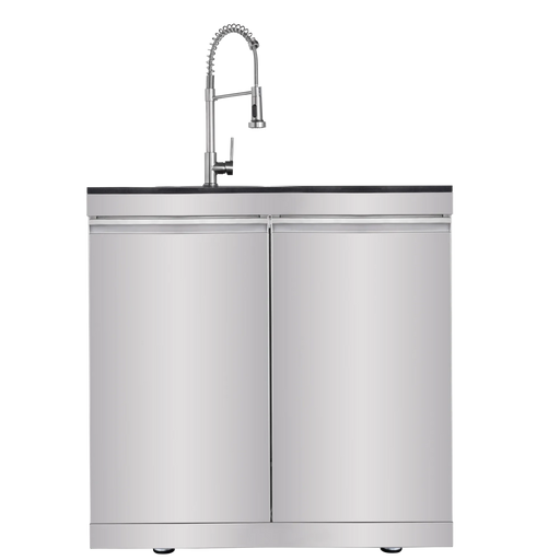 43-Inch 6-Burner 85000 BTU Deluxe Stainless Steel Gas Outdoor Kitchen Bar Barbecue Island Grill + Wine Cooler Compact Refrigerator + Rotisserie + Granite Countertops + Storage Cabinets & Drawers Default -DTYStore