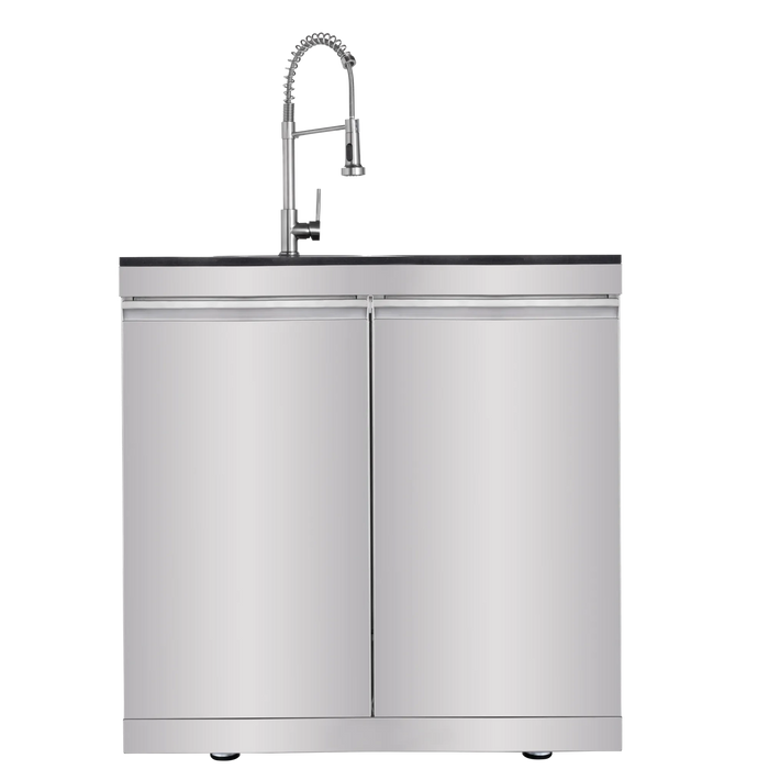 43-Inch 6-Burner 85000 BTU Deluxe Stainless Steel Gas Outdoor Kitchen Bar Barbecue Island Grill + Wine Cooler Compact Refrigerator + Rotisserie + Granite Countertops + Storage Cabinets & Drawers Default -DTYStore