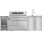 43-Inch 6-Burner 85000 BTU Deluxe Stainless Steel Gas Outdoor Kitchen Bar Barbecue Island Grill + Wine Cooler Compact Refrigerator + Rotisserie + Granite Countertops + Storage Cabinets & Drawers Default -DTYStore