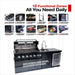 43-Inch 6-Burner 85000 BTU Deluxe Stainless Steel Gas Outdoor Kitchen Bar Barbecue Island Grill + Wine Cooler Compact Refrigerator + Rotisserie kit + Granite Countertops + Stainless steel Sink Default -DTYStore