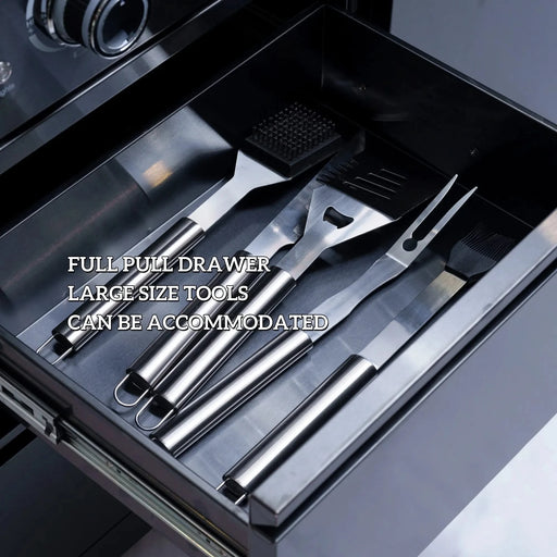 43-Inch 6-Burner 85000 BTU Deluxe Stainless Steel Gas Outdoor Kitchen Bar Barbecue Island Grill + Wine Cooler Compact Refrigerator + Rotisserie kit + Granite Countertops + Stainless steel Sink Default -DTYStore