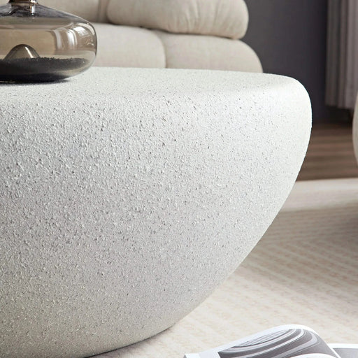 43.31''Fiberglass Elliptical Coffee Table for Living Room Vintage Table,Matte Rocks Table front of the Sofa, Irregular Center Table,No Need Assembly Default -DTYStore