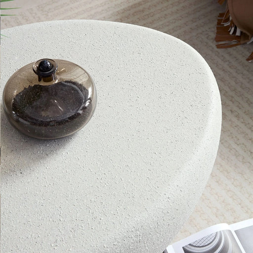 43.31''Fiberglass Elliptical Coffee Table for Living Room Vintage Table,Matte Rocks Table front of the Sofa, Irregular Center Table,No Need Assembly Default -DTYStore