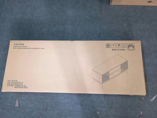 43.31 inch TV Stand, Mid-Century Modern TV Stand for 32/45 inch TV, Entertainment Center with Storage, Media Console Table for Living Room and Bedroom, Walnut Default -DTYStore