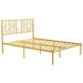 Metal Steel Platform Bed Frame with Iron-art Headboard (Queen Size) - Gold - DTYStore