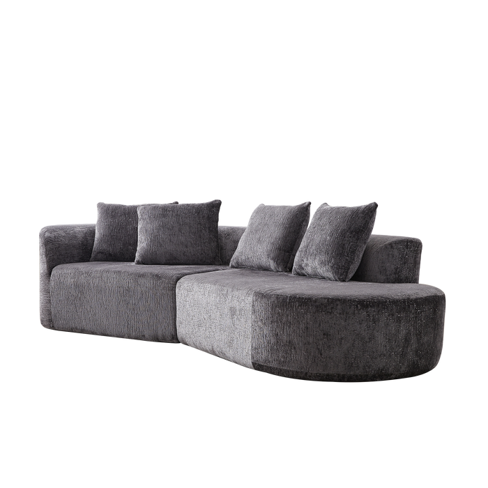 Modern Upholstered Oversized Sectional Sofa, 114-Inch Chenille 4-Seater Extra Deep & Wide Seat Curved Cloud Couch with 4 Throw Pillows, Free Combination Sofa Couch for Living Room,Bedroom