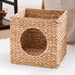Water Hyacinth Woven Wicker Square Cat Bed Cave - 13" x 13" x 13" - For Small and Medium Cat Breeds and Chihuahua - DTYStore