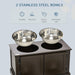 Elevated Dog Bowls for Large Dogs, Raised Dog Bowls with Storage, Two Stainless Steel Bowls, Pet Feeder Station for Indoor Use, Coffee - DTYStore