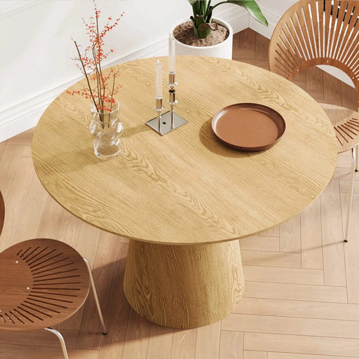 43 inch Wooden circular dining table, modern minimalist round table, natural wood colored table, Default -DTYStore