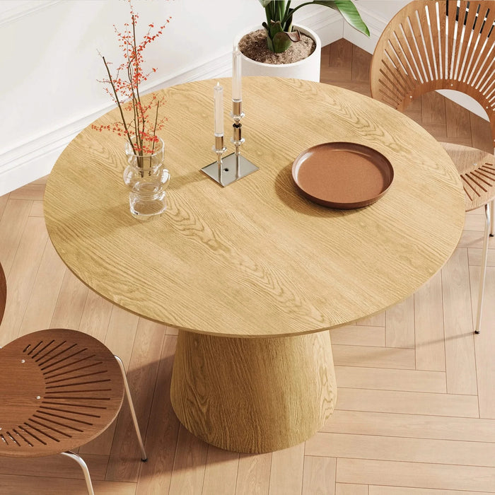 43 inch Wooden circular dining table, modern minimalist round table, natural wood colored table, Default -DTYStore