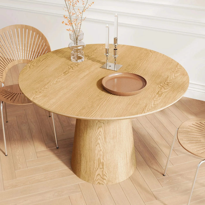 43 inch Wooden circular dining table, modern minimalist round table, natural wood colored table, Default -DTYStore