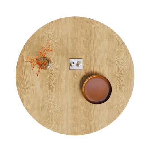 43 inch Wooden circular dining table, modern minimalist round table, natural wood colored table, Default -DTYStore